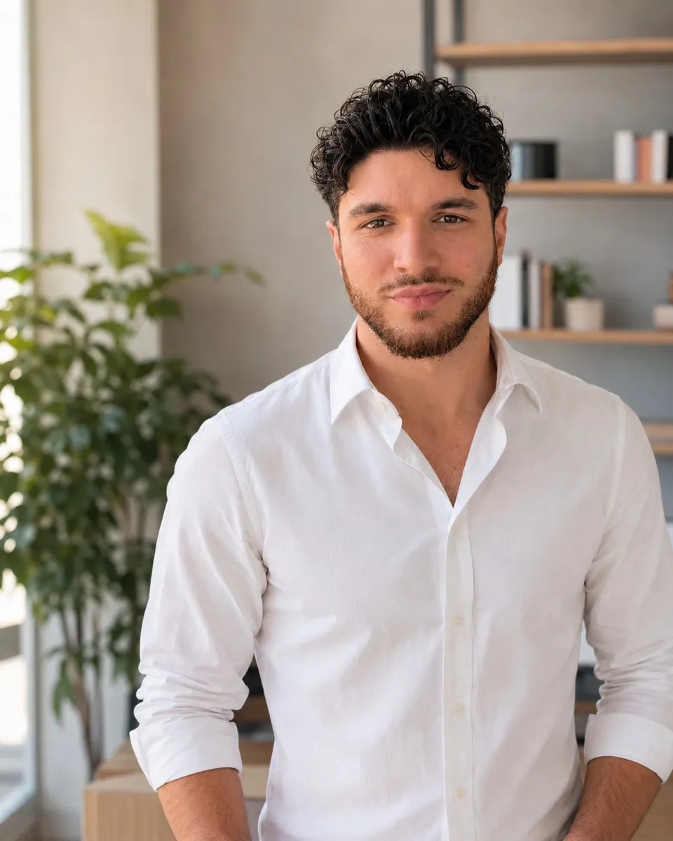 Francesco Porceddu al lavoro alla scrivania, davanti al portatile